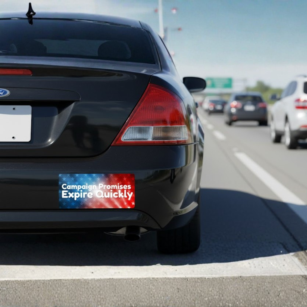 Campaign Promises Expire Quickly Bumper Sticker – Political Vinyl Car Decal
