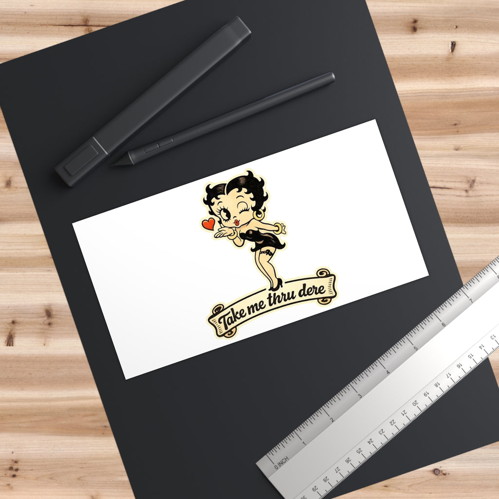 Betty Boop 'Take Me Thru Dere' Vintage Bumper Sticker